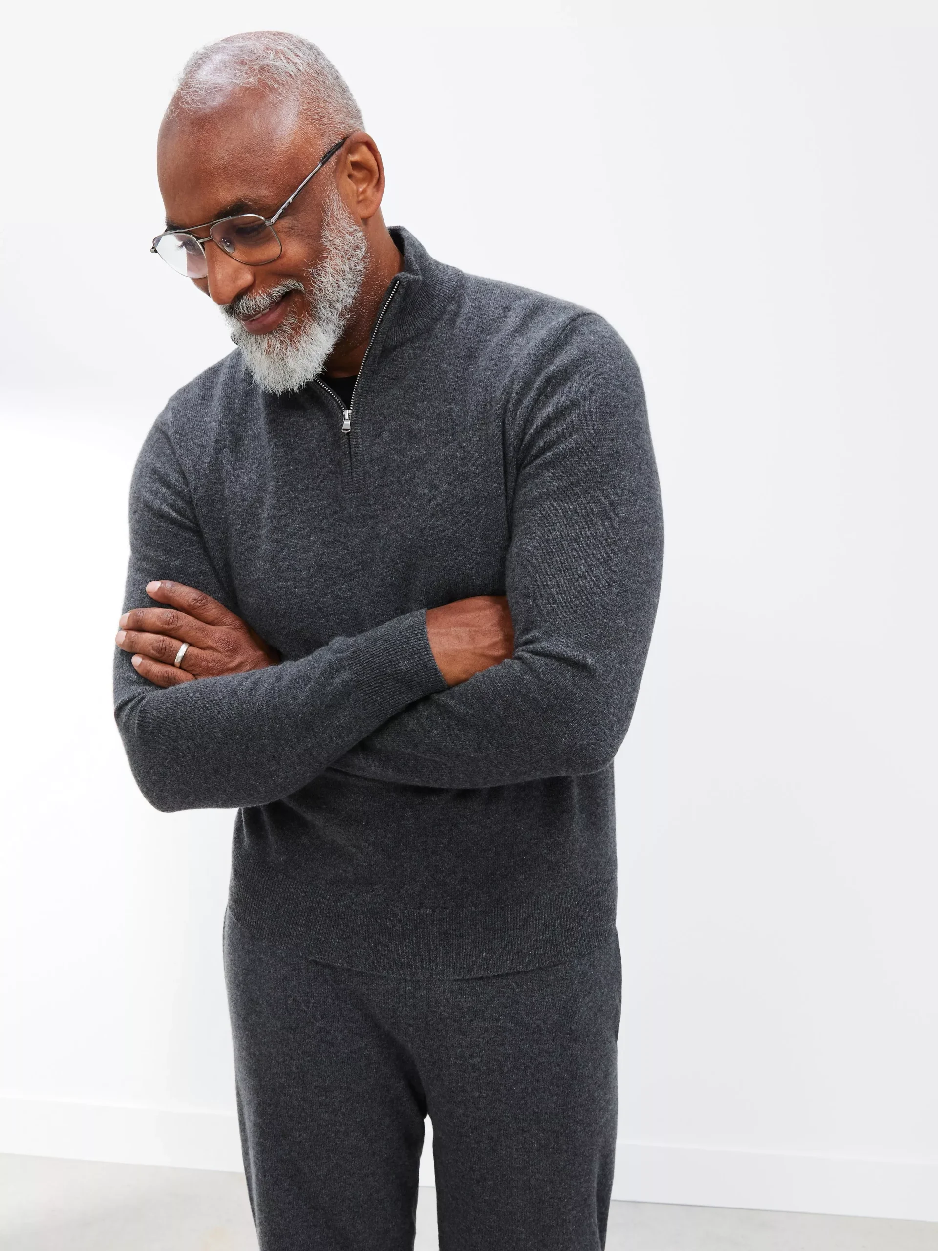Jersey de cachemira con media cremallera de John Lewis