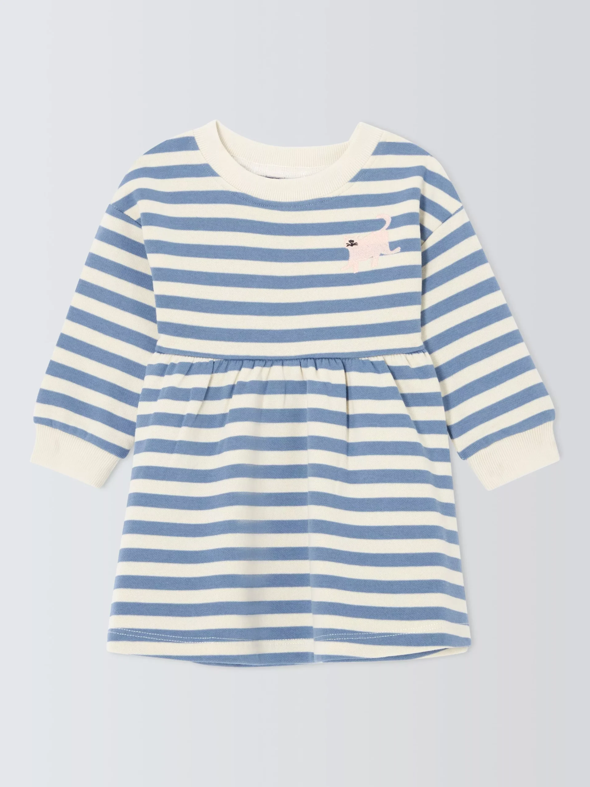 Vestido de algodón con mangas largas y rayas para bebé de John Lewis ANYDAY, azul/multicolor