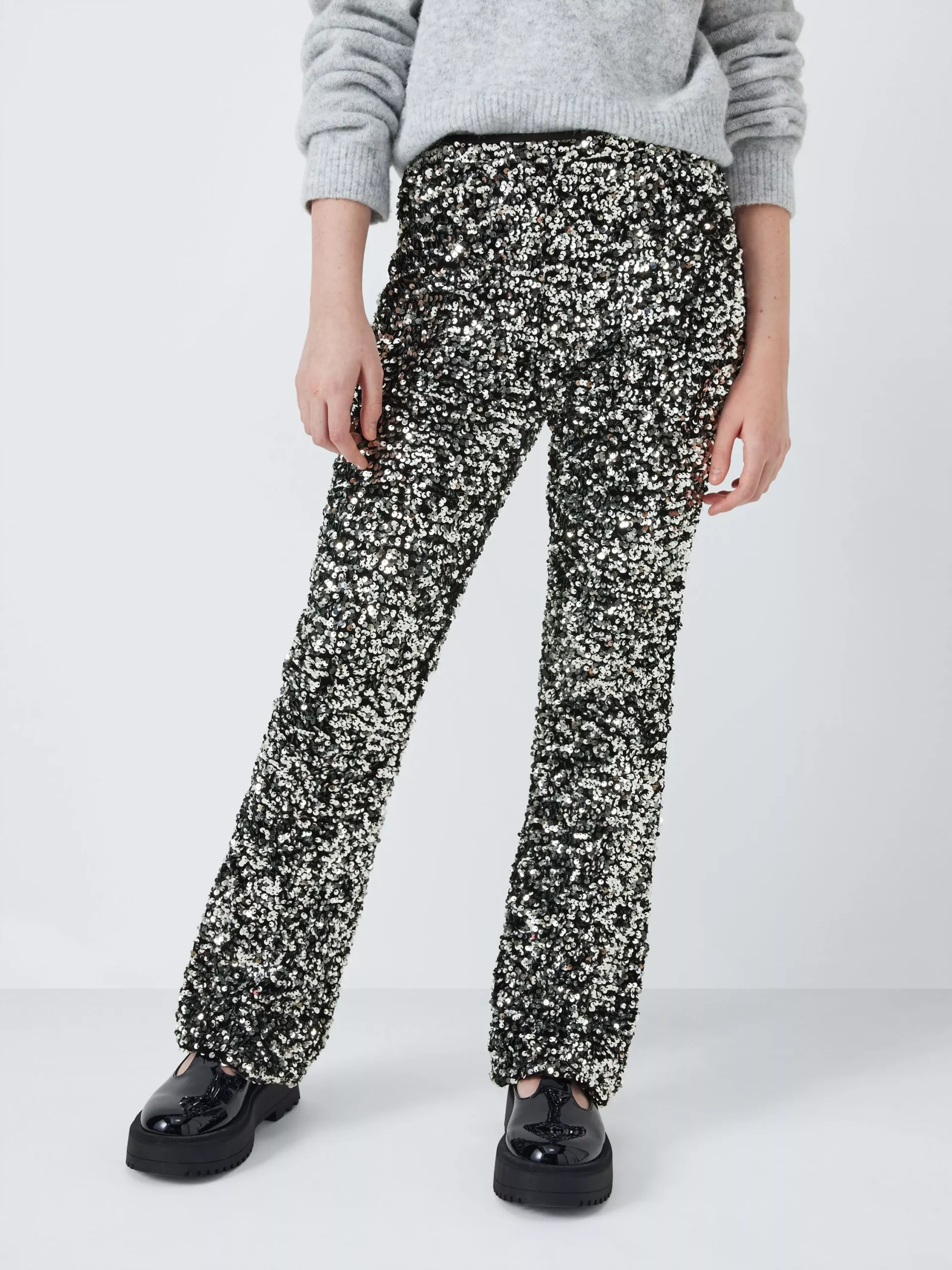 Pantalones acampanados con lentejuelas para niños de John Lewis, negro/multicolor