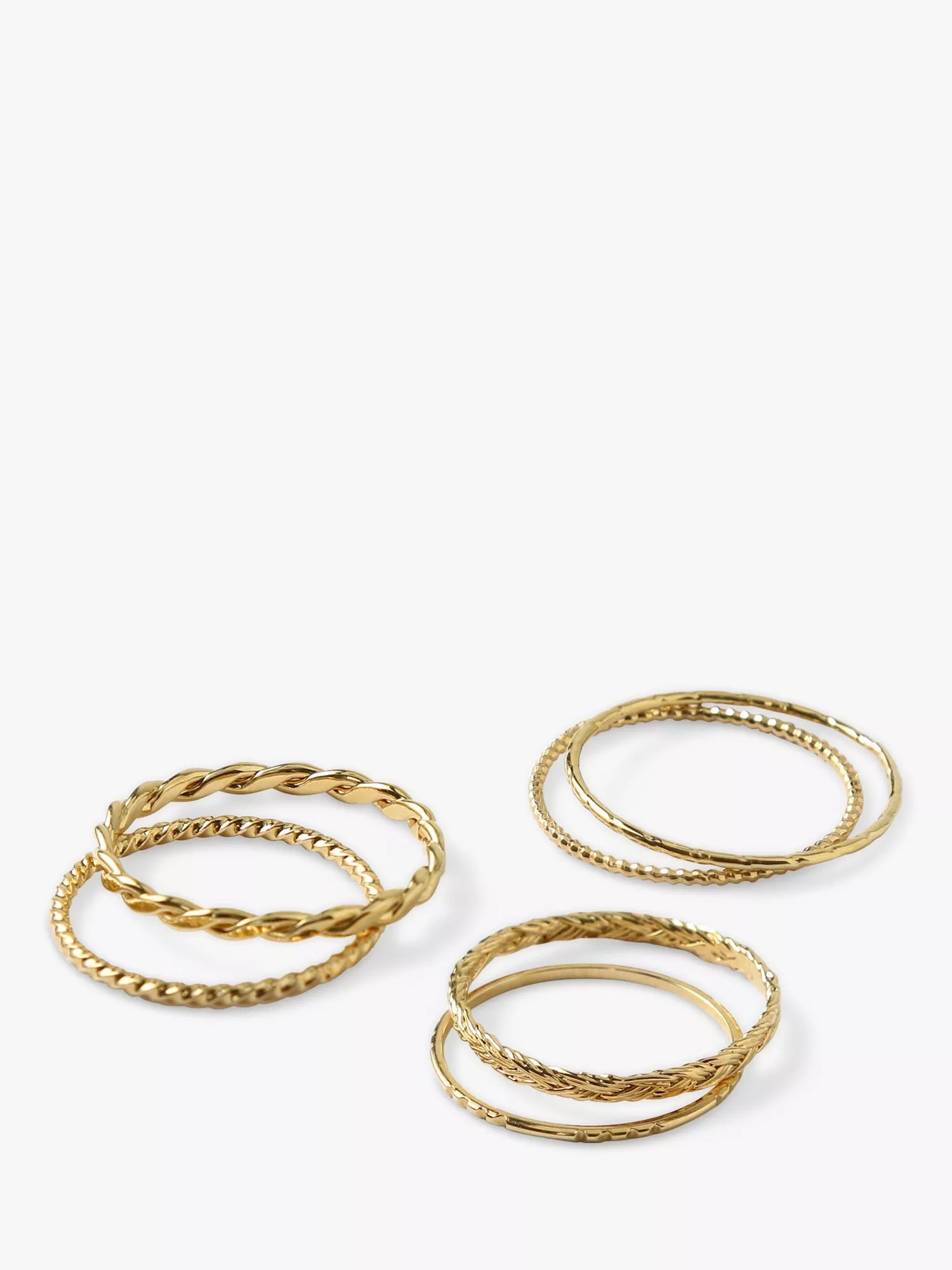 Anillos apilables mixtos Orelia, paquete de 6, oro pálido