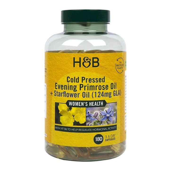 Aceite de onagra y aceite de borraja de Holland & Barrett, 180 cápsulas
