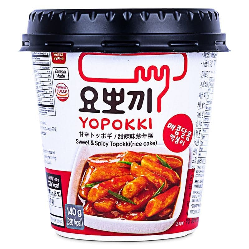 Taza de Topokki (pastel de arroz) dulce y picante Young Poong Yopokki 甜辣味炒年糕 (杯)