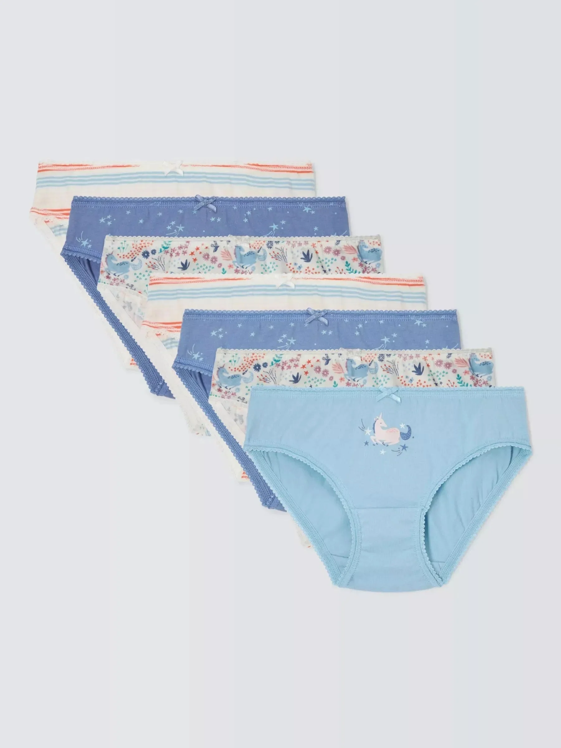 Calzoncillos infantiles con diseño de unicornio y estrellas de John Lewis, paquete de 7